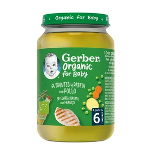 GERBER Organic hrášok so zemiakmi a kuracím mäsom 190 g,GERBER Organic detský príkrm hrášok so zemiakmi a kuracím mäsom 190 g​