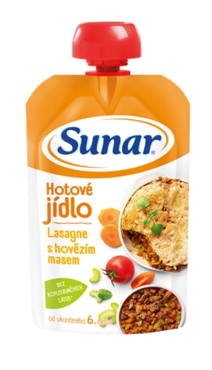 Sunar Hotové jedlo Lasagne s hovädzím mäsom 120g,SUNAR Kapsička Hotové jedlo Lasagne s hovädzím mäsom 120 g