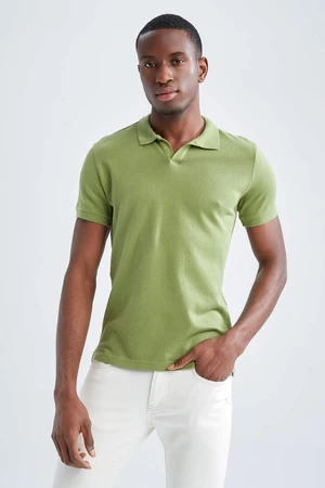 DEFACTO Slim Fit Polo Neck Basic Knitwear Short Sleeved T-Shirt