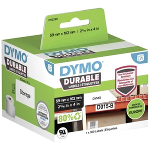 DYMO 2112290 etikety v roli 102 x 59 mm polypropylénová fólia biela 300 ks permanentné univerzálne etikety, adresná nále