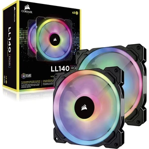 Corsair 2x LL140 RGB Dual Light Loop PC vetrák s krytom čierna, RGB (š x v x h) 140 x 140 x 25 mm vrátane LED osvetlenia