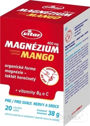 MAGNEZIUM 400MG+B6+C 20KS VRECIEK MANGO VITAR