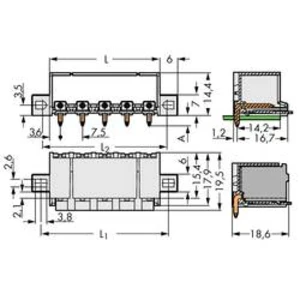 Konektor do DPS WAGO 2092-3423/005-000, 34.20 mm, pólů 3, rozteč 7.50 mm, 100 ks