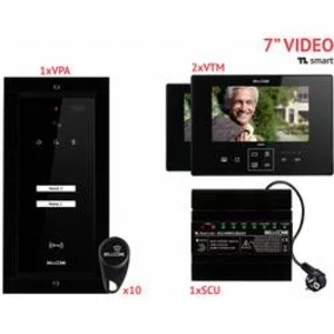 Kabelový domovní video telefon Bellcome Smart 7" Video-Kit 2 Familie VKM.P2F3.T7S4.BLB04, černá