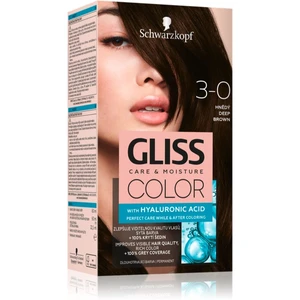 Schwarzkopf Gliss Color permanentní barva na vlasy odstín 3-0 Hnědý 2x60 ml