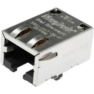 RJ45 konektor BEL Stewart Connectors S811-1X1T-06-F - zásuvka, vestavná horizontální RJ45 počet pólů: 8P8C, poniklovaná, kov, 1 ks