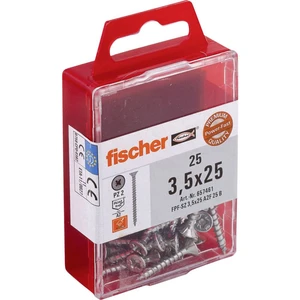 Fischer  657461 skrutka do dreva 3.5 mm 25 mm krížová dražka Pozidriv     glavanizované zinkom 25 ks