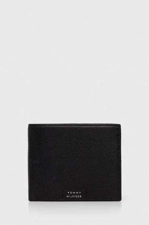 Kožená peňaženka Tommy Hilfiger pánska, čierna farba, AM0AM12189