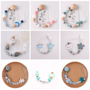 Personalized Pacifier Clip Baby Customization Name Silicone Pacifier Anti-Drop Chain Food Grade Silicone Teething Toys For Molar