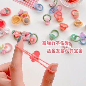 10pcs/set Mini Cute Elastics Rubber Hair Bands Headband Kroean Small Cartoon Floral Fruit Hair Rope for Baby Girls Accessories