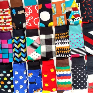 New Happy Socks Men Funny Cotton Socks Fashion Lattice stripe dot Flamingo fruit Men Socks Hip Hop Harajuku Sokken