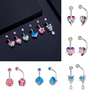 Heart Navel Ring Belly Navel Jewelry Drop Dangle Body Belly Piercing Nave Clip Body Piercing Button Rings Ball Clip Navel Ring