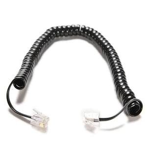 6.5ft Male RJ12 to RJ12 Telephone Handset Extension Coil Cable Cord Line Wire Lead Telephone Extension Cord Line Cable Black 2M