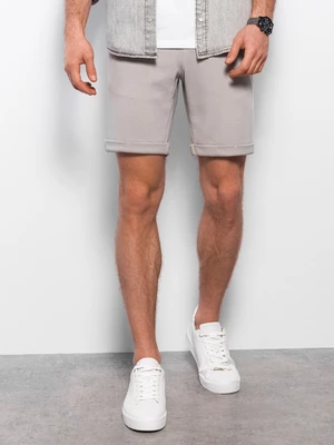 Pánské pletené šortky Ombre s elastickým pasem - světle šedé