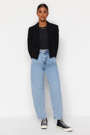 Trendyol Blue Stitching Detail High Waist Barrel Jeans