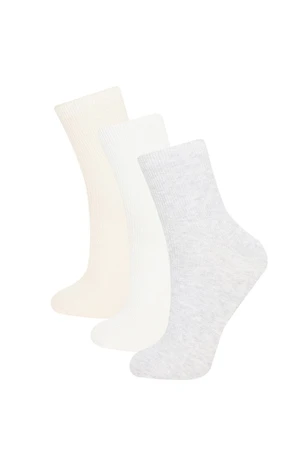 DEFACTO Women's Comfortable Elastic 3-Pack Cotton Ankle Socks