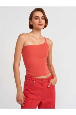 Dilvin 20673 Washed Asymmetric Top-Red