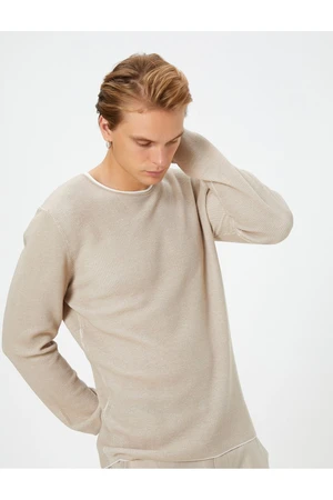 Koton Knitwear Sweater Crew Neck Textured Slim Fit Long Sleeve