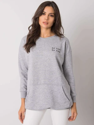 RUE PARIS Grey melange kangaroo sweatshirt without hood