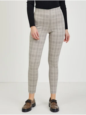 Beige ladies shortened checked trousers ORSAY - Ladies