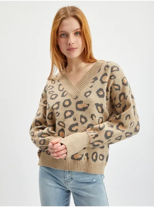 Orsay Light Brown Womens Patterned Sweater - Women