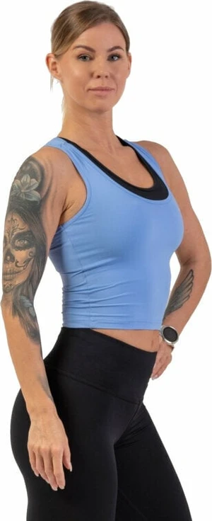 Nebbia Sporty Slim-Fit Crop Tank Top Light Blue XS Fitness koszulka