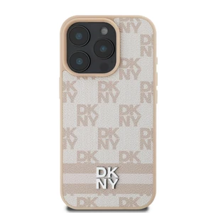 Zadní kryt DKNY PU Leather Checkered Pattern and Stripe pro Apple iPhone 16 Pro Max, růžová