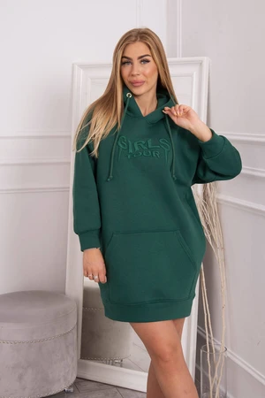 Insulated sweatshirt with embroidered oversize dark green inscription