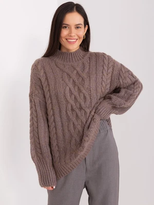 Brown sweater with cables and cuffs