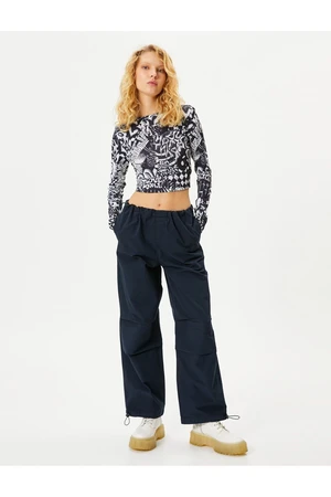 Koton Oversize Parachute Trousers with Floor Detail Pockets Cotton