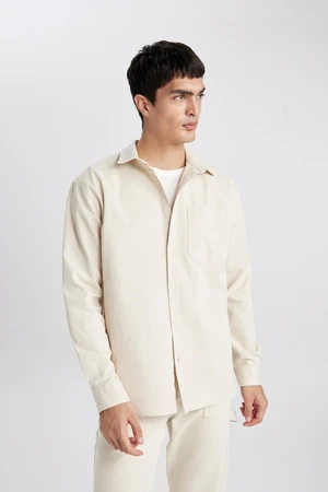 DEFACTO Relax Fit Polo Collar Gabardine Long Sleeve Long Sleeve Shirt