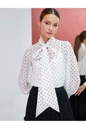 Koton Polka Dot Collar Blouse with Balloon Sleeves Chiffon.