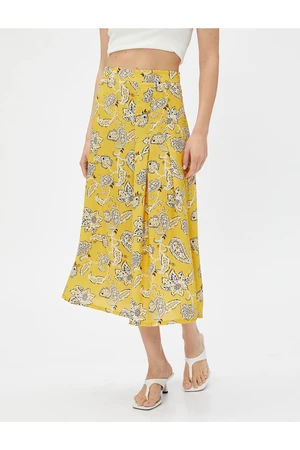 Koton Floral Midi Skirt Viscose