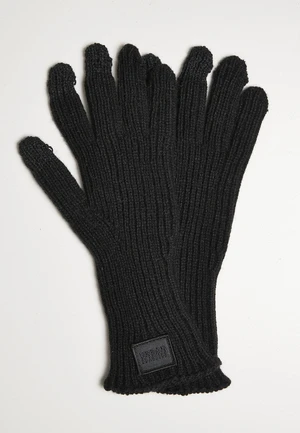 Smart gloves made of knitted wool blend black