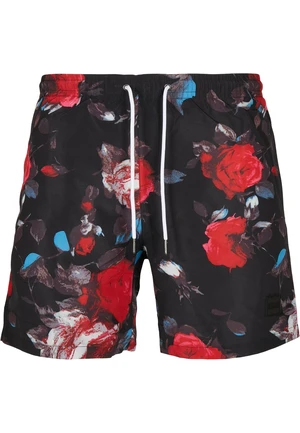 Swimsuit pattern shorts black rose aop