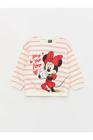 LC Waikiki Crew Neck Long Sleeved Minnie Mouse Printed Sweatshirt for Baby Girl