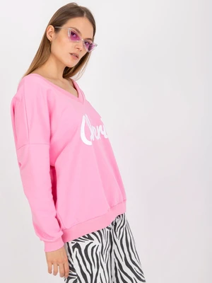 Pink and white sweatshirt with a loose print