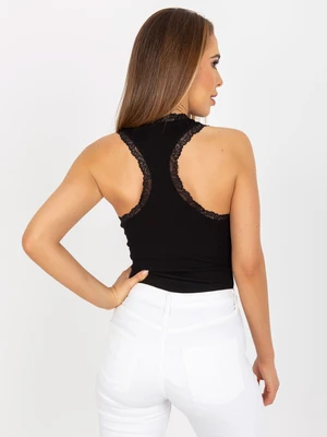 Basic black ribbed summer top RUE PARIS