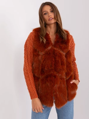 Dark orange fur vest with lining