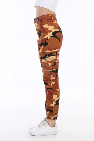 BİKELİFE Tile Camouflage Pattern Cargo Pocket Gabardine Trousers.