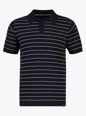 Dark blue men's striped polo shirt LERROS - Men