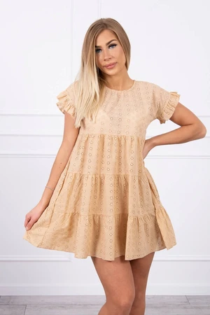 Embroidered camel dress