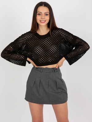 Dark grey flowing miniskirt with pockets