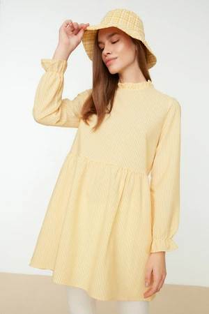 Trendyol Yellow Stand-Up Collar Pullover Tunic