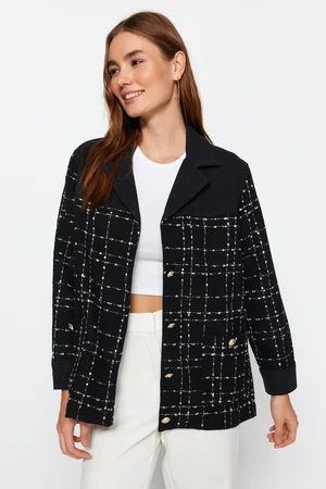 Trendyol Black Tweed Detailed Blazer Denim Jacket