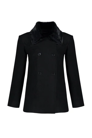 Trendyol Black Fur Collar Detailed Woolen Cachet Coat