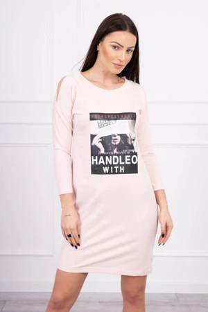 Dress with print Handle with powder pink