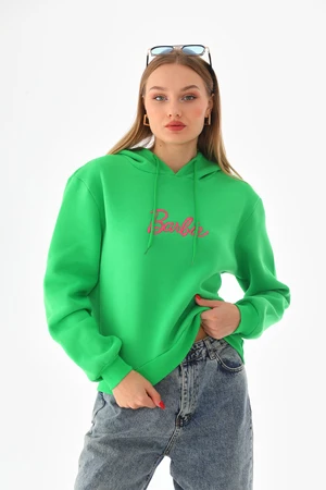 BİKELİFE Oversize Barbie Printed Hooded Thick Cotton Sweatshirt.