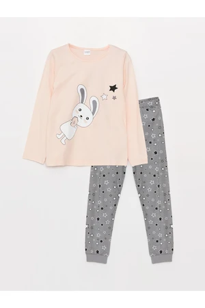 LC Waikiki Crew Neck Printed Long Sleeve Girls' Pajamas Set