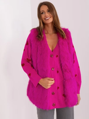 Fuchsia vest with eco-fur